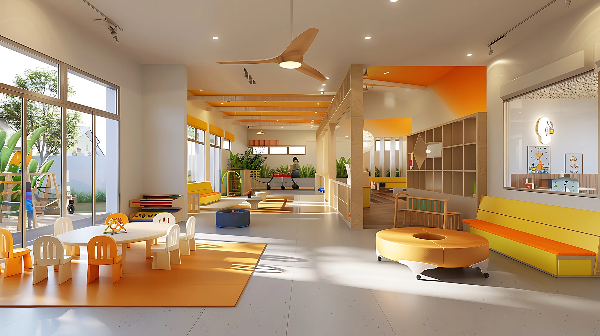 Espace commercial aménagé avec mobilier sur mesure
